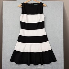 Lauren Ralph Lauren Dress Womens Size 6 Black White Stripes Preppy