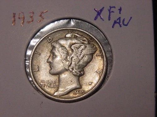 1935 MERCURY DIME XF + AU POPULAR DATE SHIPS FREE