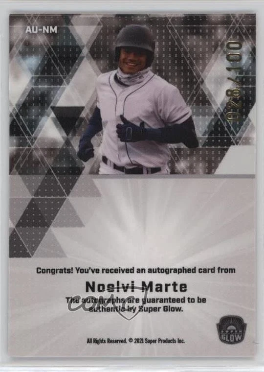 2021 Super Glow Sports Inaugural Edition Orange /100 Noelvi Marte #AU-NM Auto - Image 2 of 2
