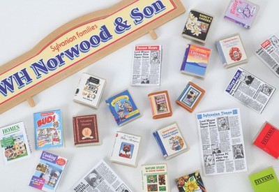 Sylvanian Bücher Zeitungen Miniatur Norwood Zeitungshändler Bücherregal Calico Critters