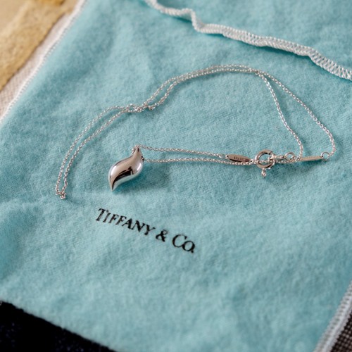 Tiffany & Co. Elsa Peretti Silver Feather Wave Necklace 16in Genuine Box & Pouch - Picture 5 of 10