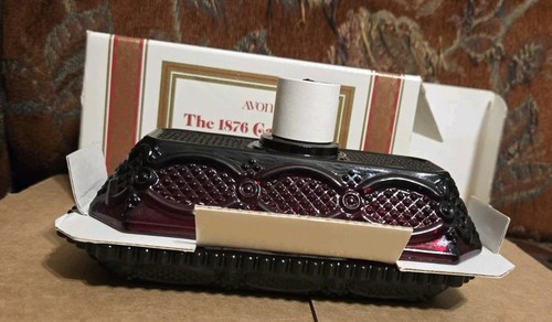VTG NIB Avon 1876 Cape Cod Covered Butter Dish Red Glass 2pc  - Picture 2 of 3
