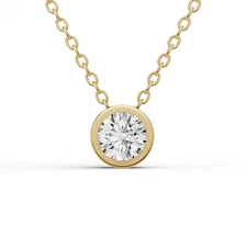 14K Yellow Gold 1.25 CT Lab Grown Round Diamond Pendant