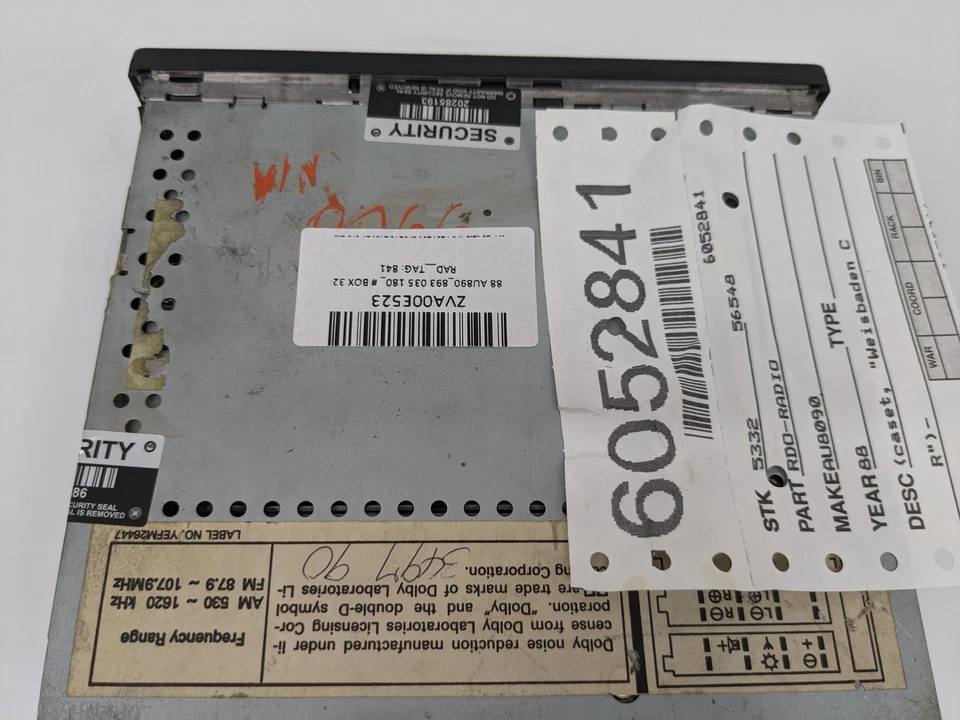 1988-1991 AUDI 80 90 Quattro Coupe Radio Receiver FM Cassette Player 893035180 — 第 3/4 张图片