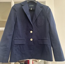 Lauren Ralph Lauren Womens Size 6 Navy Blazer Jacket Button Embroidered Monogram