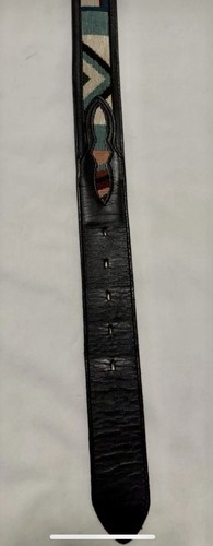 Nocona Herren Größe 36 Southwest bestickt schwarz Ledergürtel hergestellt in Texas USA - Bild 2 von 3