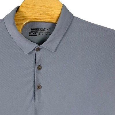 Nike Golf Performance Polo Shirt Men XL Gray Textured Dri-FIT Tour Stretch Logo