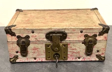 Antique Art Deco Mini Steamer Storage Trunk Max Rubin & Sons NY Eagle Lock & Key