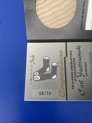 2005 Fleer Showcase Ink Booklet Carl Yastrzemski AUTO & GU Bat Knob Jersey# 8/10 - Picture 9 of 13