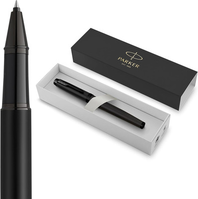 IM Rollerball Pen, Fine Point, Matte Black with Black Trim, Black Ink Refill, Gi