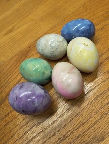 Onyx Marble Stone Eggs Lot of 6 Blue Purple Green Pink Yellow