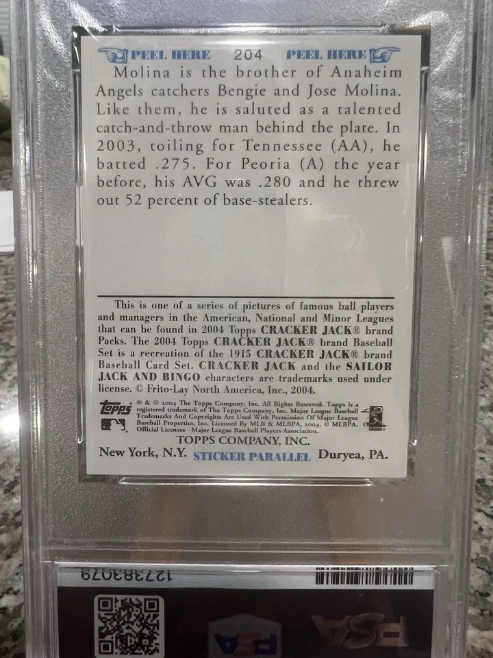 2004 Topps Yadier Molina Cracker Jack Mini Sticker #204 NM 7 - Image 2 of 2