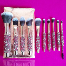 10PCS Makeup Brush Set Crystal Handle Face Ey...