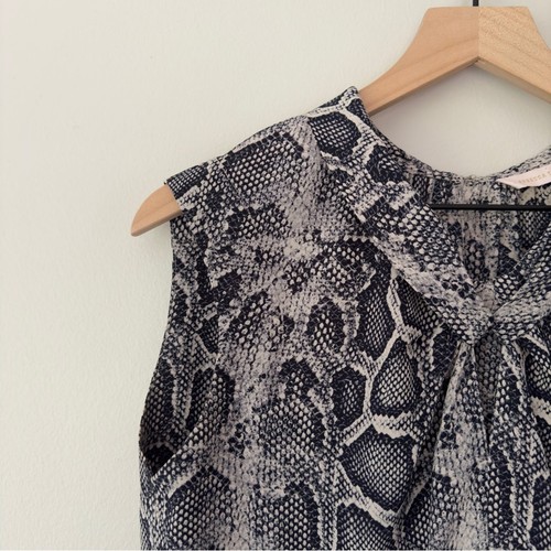 Rebecca Taylor 100% Silk Snakeskin Print Tank Top Keyhole Neck Sleeveless Light - Picture 4 of 12