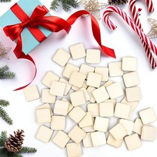 120 Pieces 2 Inch Unfinished Wooden Square Blank Natural Wood Slices Wooden C...