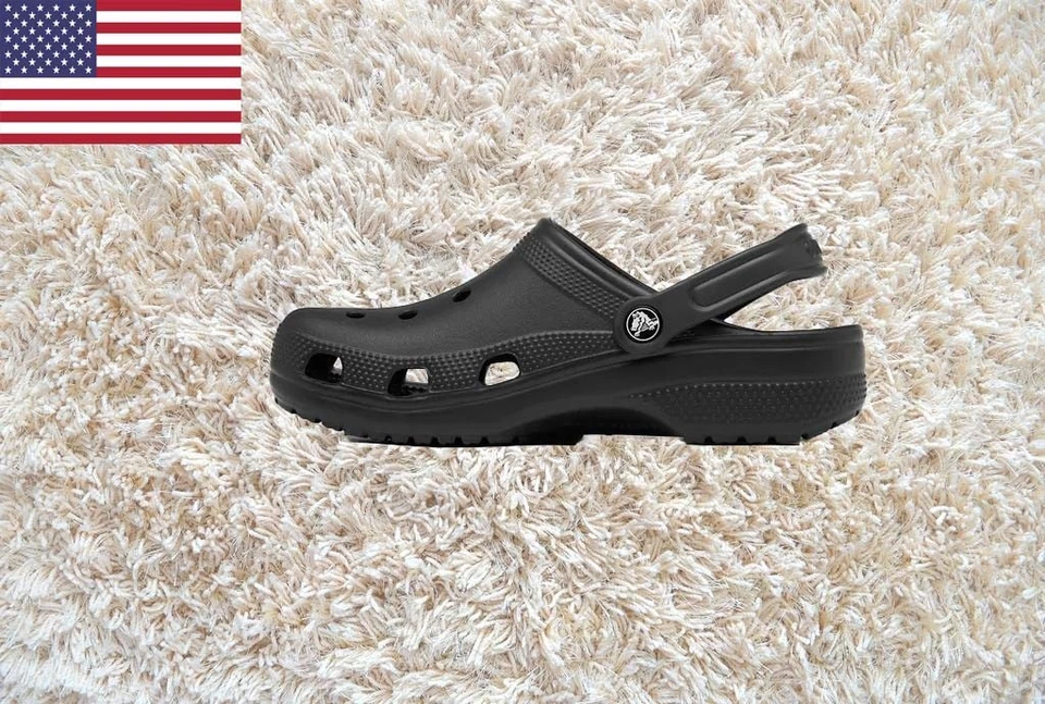 Sandalias zueco clásicas para niños grandes de línea de acabado/negro Foto 3 de 4