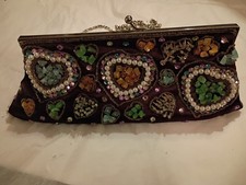 Lapis Beaded satin Clutch or Crossbody Chain Coinclasp KissClosure purse 🩵💛💚