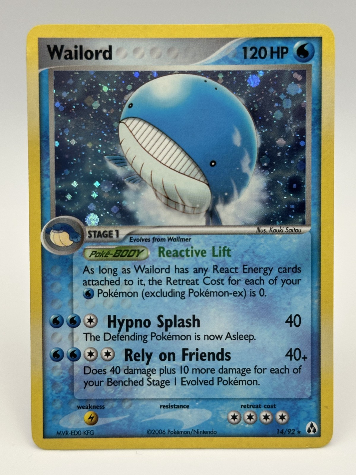 Pokemon EX Legend Makers Holo Rare Wailord 14/92 NM