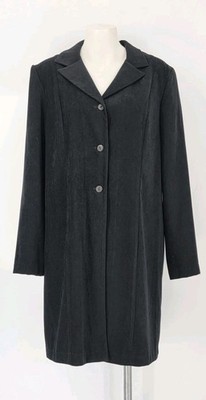 Vintage Faux Suede Long Three Button Jacket  David Paul NY Size 14 Miss