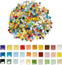 2.2 Pounds Mixed Glass Mosaic Tiles 1100Pcs Stained Glass Pieces for Square Bulk