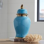 Nirvana Glossy Turquoise Porcelain Ginger Jar with Lid