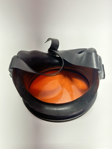 Rara maschera subacquea vintage lenti arancioni con RAU F CO Providence RI USA - Foto 6 di 9