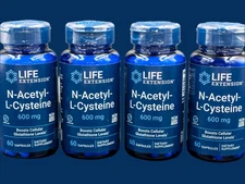 N-Acetyl-L-Cysteine 600 mg 4 bottles 240 caps total Box O' NAC Life Extension