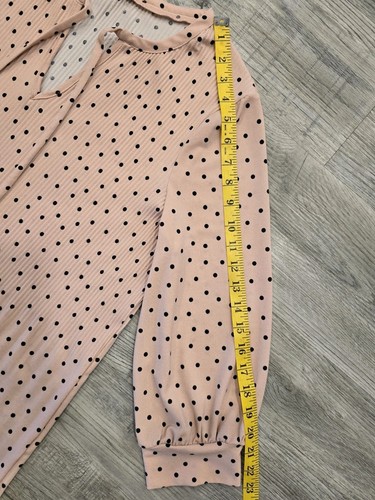 Adrianna Papell Top Blouse Womens Large Pink Black Polka Dot 3/4 Sleeve Stretch - Picture 6 of 17