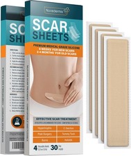 Extra Long Reusable Silicone Scar Sheets - 4 Pack for Keloid and Surgical Scars