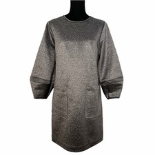 LDT Grace Balloon Sleeve Metallic Mini Shift Dress Women's Size 8