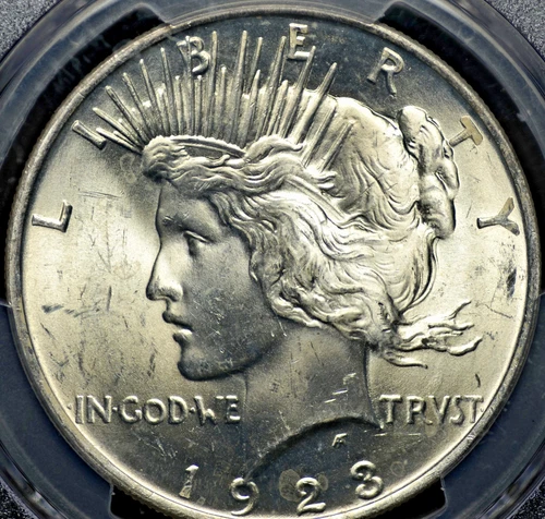 1923 PEACE DOLLAR PCGS MS 64 ALL WHITE  GREAT FROSTED SILVER SATIN LUSTER,  FULL