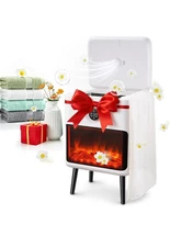 22L Large Luxury Towel Warmers for Bathroom with 3D Flame Screen, Spa White