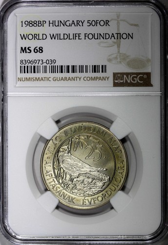 HUNGARY 1988 BP 50 Forint World Wildlife Found. NGC MS68 TOP GRADED KM# 663 (9) - Picture 2 of 5