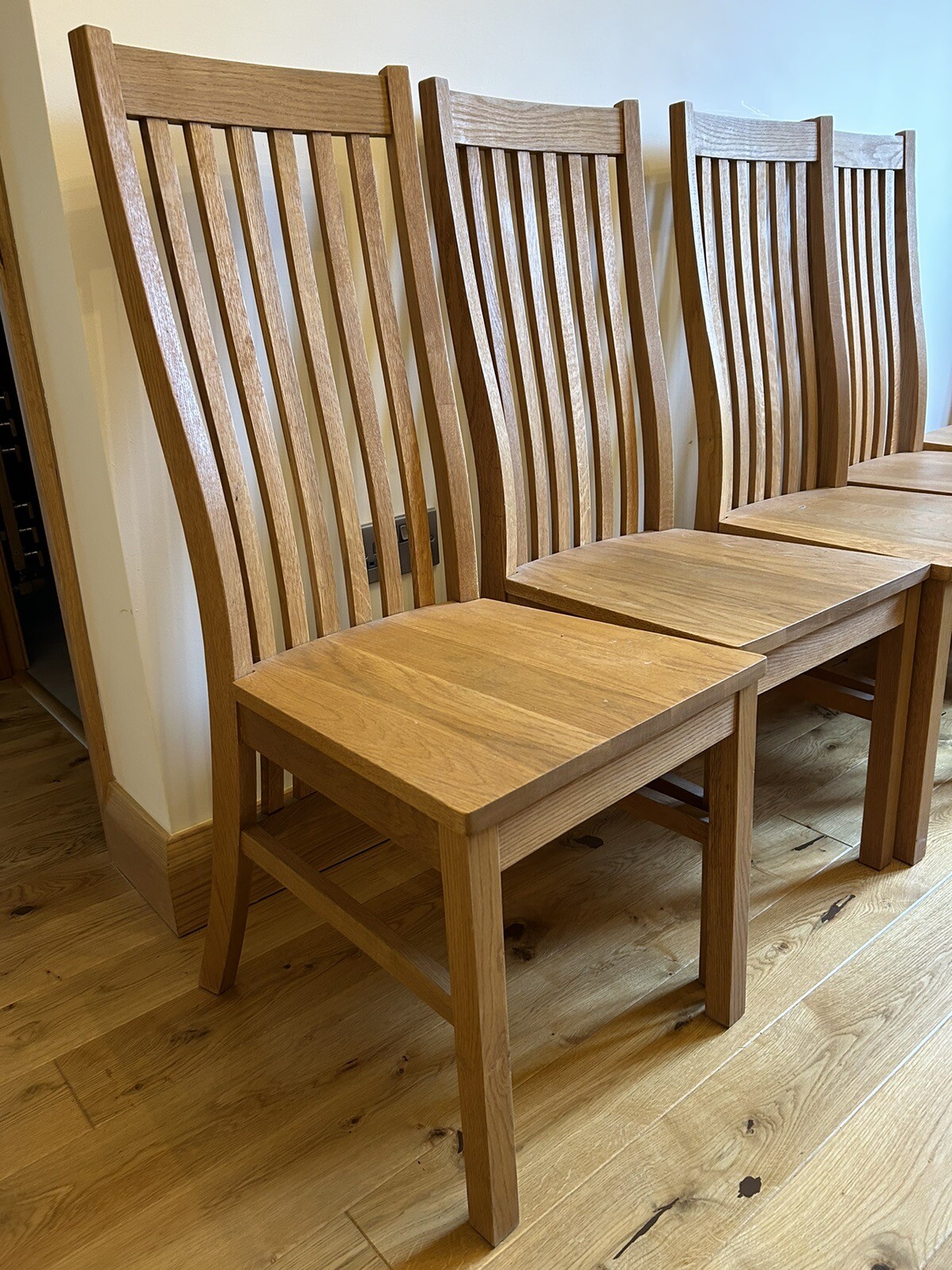 Solid Wood High Backed Oak Dining Chairs X6 eBay