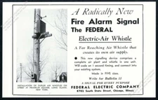 1936 Federal Electric Air Whistle fire alarm signal photo vintage trade print ad