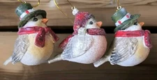 Tii Collections 2.5" Heavy Resin Christmas Chubby Birds Ornament Set Of 3