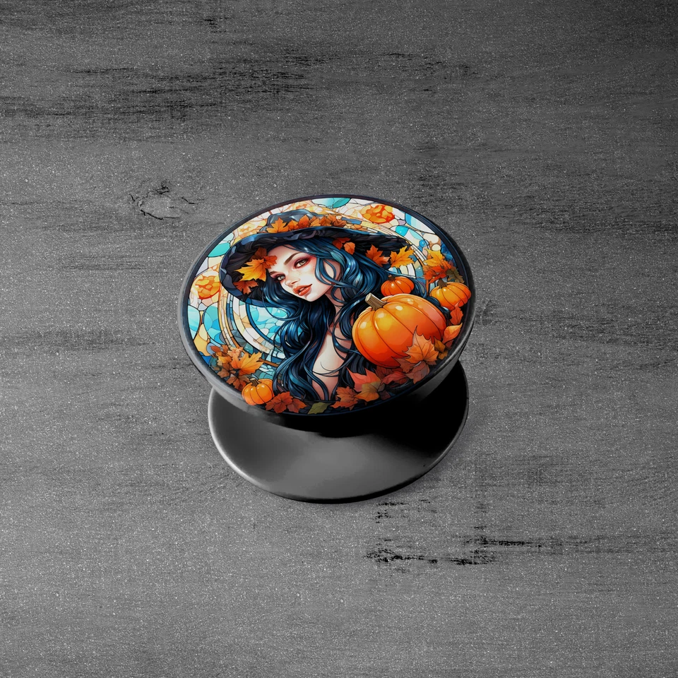 Fall Leaves and Halloween Pumpkins Women Pop Sockets for Phone Swappable PopGrip - Image 3 of 4