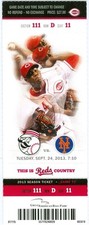 2013 Reds vs Mets Ticket: Jonathon Niese win/Daniel Murphy HR
