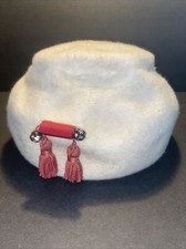 Vintage Norman Durand Original White Ladies Pill Box Hat with Rhinestone Pin