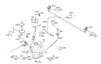NEU MB SL R230 WASHER TANK RESERVOIR FÜLLROHRSCHLAUCH A2308690117  
