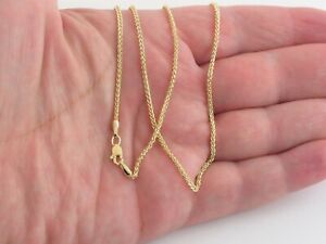 14k Yellow Gold 1.2mm Round Wheat Chain Necklace Bracelet Anklet 6-30 