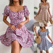 Summer Floral High Waist Mini Dress