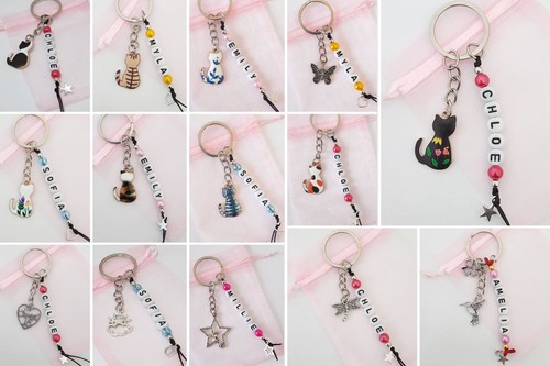 Personalisierter Schlüsselanhänger Name Wunder Perlen, Frau, Dame, Mädchen Taschenanhänger, Geschenke - Bild 2 von 16