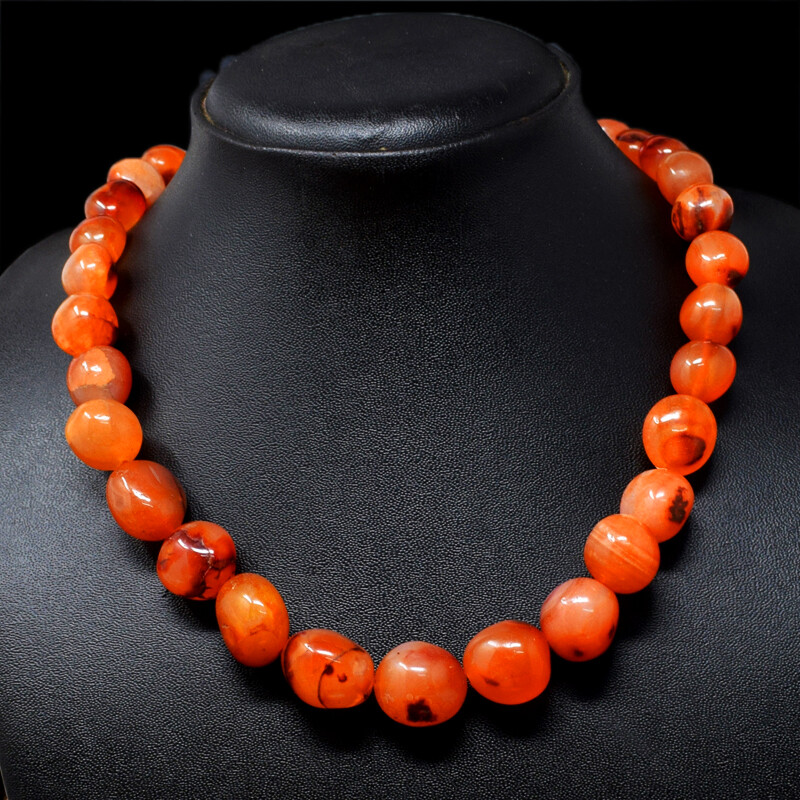 535.00 Cts Earth Mined Single Strand Orange Carnelian Beads