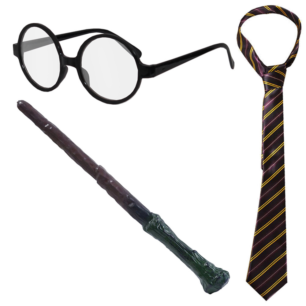 DISFRAZ NIÑO MAGO PERSONAJE DE PELÍCULA DÍA MUNDIAL DEL LIBRO CORBATA GAFAS VARITA DISFRAZ DE FANTASÍA