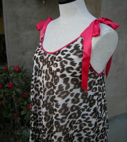 Victorias Secret Babydoll Top Leopard Print and Pink Satin Ribbon Small - Picture 8 of 11