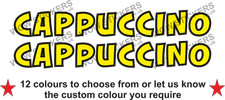 2 x Cappuccino Stickers decals street coffee van catering trailer (choose size)