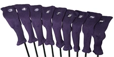 Majek Hybrid Golf Club DARK AMETHYST PURPLE Neoprene Acrylic Headcover Set #3-SW