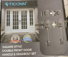 Ticonn Heavy Duty Double Front Door Handle And Deadbolt Set Matte Black
