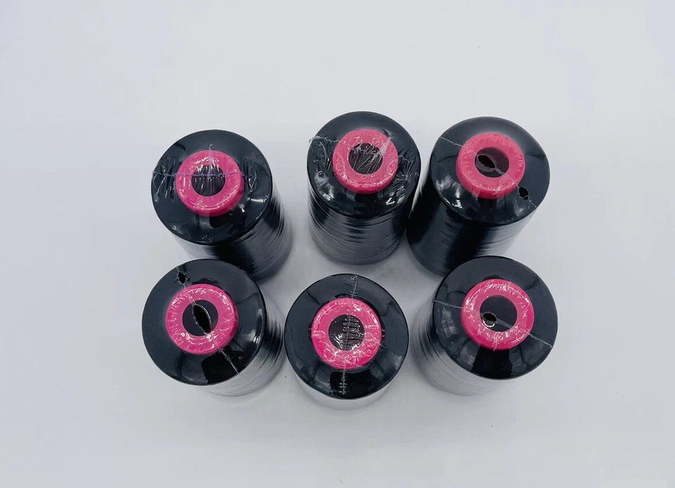 6 Big Spools BLACK Sewing Machine Serger Thread Spools 6000 YARDS / Cone T27 S/2 - Image 3 of 4